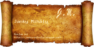 Janky Mihály névjegykártya